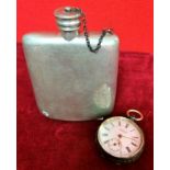 British Military Hip Flask 1954 and Pocketwatch