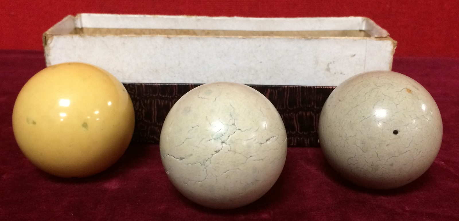Three early Billiard Balls Approx 48mm Diameter