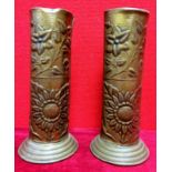Pair Trench Art Shell Cases Height Approx 17cm