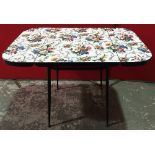 Vintage formica drop leaf kitchen table with floral top