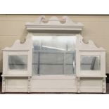 Painted overmantle with bevelled edge mirror