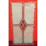 Leaded glass panel with diamond to centre approx 71x37cm