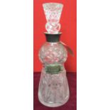 Cut glass silver collared decanter with silver brandy label