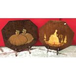 Two decorated oak fire screens