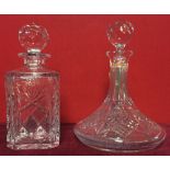 Two cut glass decanters