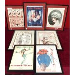 Seven framed Parisienne pictures