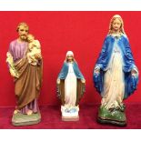 Three Plaster Religious Figures