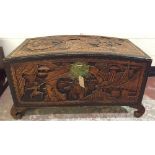 Heavily Carved Asian Domed Chest