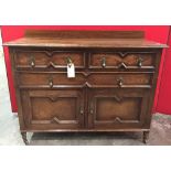 Oak Double Door Cupboard with Two Fitted Drawers and Gallery Back