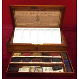 Mahogany Cased Reeves & Sons Colour Box Awarded by Science & Art Department, Ceramic Palette Insert