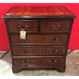 Small Mahogany Reproduction Chest of Two Short and Three Long Drawers