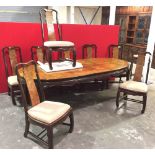 Extending Hardwood Dining Table with Eight High Back Chairs