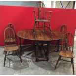 Oak 18C Gate Leg Table and Five Chairs (4+1)