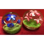 Two Coloured Glass Paperweights