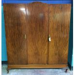 Flame Mahogany Triple Door Wardrobe with Fitted Drawers