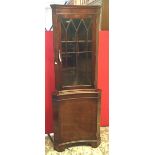 Mahogany Glazed Door Corner Cabinet