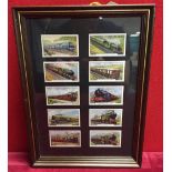 Framed Trains of the World Cigarette Card Display