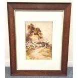 Oak framed and signed watercolour, A. E. Roberts 1917, 32 x 22cm