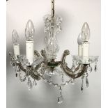 Five branch glass drop chandelier