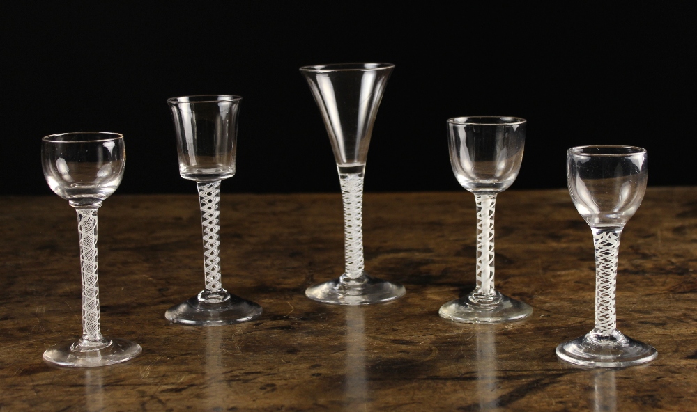 Five 18th Century Air-twist Wine Glasses