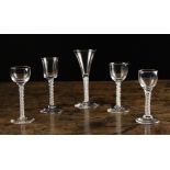 Five 18th Century Air-twist Wine Glasses