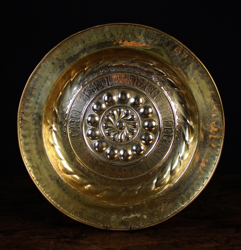 A 16th Brass Nuremberg Alms Dish. The em - Image 2 of 2