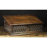 A 17th Century Carved Oak Bible Box.  Th