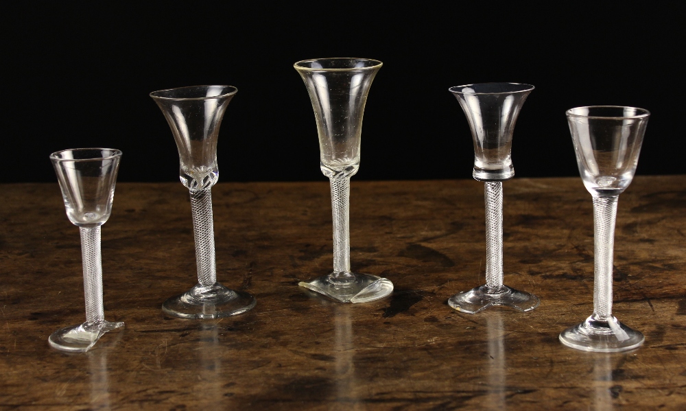 Five 18th Century Air-twist Wine Glasses