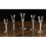 Five 18th Century Air-twist Wine Glasses