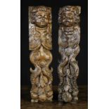 A Pair of 17th Century Flemish Oak Termi