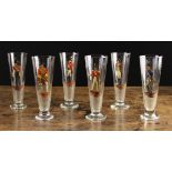 A Set of Six Glass Tumblers: The tall fu