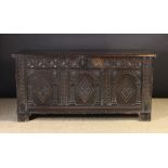 A Large 17th Century Oak Coffer.  The pl