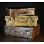 Three Old Suitcases: Two of brown leathe