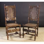 A Pair of Early 18th Century Caned Walnu