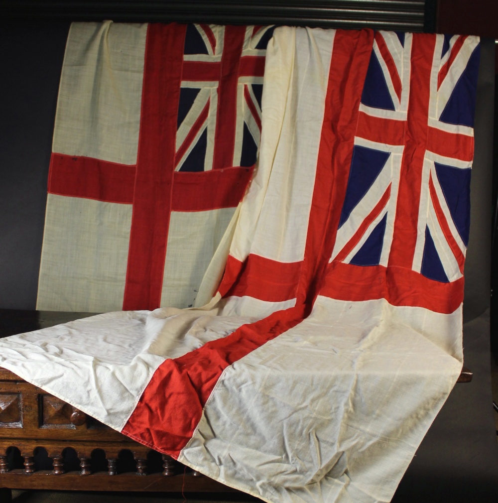 Two Vintage Naval Flags: White ensigns: - Image 2 of 2