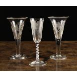 Three Antique Ale Glasses: A near pair h