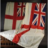 Two Vintage Naval Flags: White ensigns: