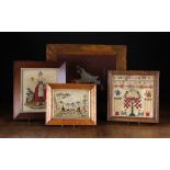 Four Framed Victorian Wool-work Pictures