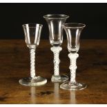 Three 18th Century Air-twist Wine Glasse