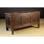 A Large 17th Century Joined Oak Coffer.