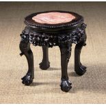A Small Chinese Carved Stand.  The petal