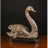 A White Metal Model of a Swan cast in de