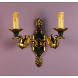 A Set of Four Gilt Brass and dark green