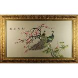 A Large Chinese Gilt Framed Silk embroid