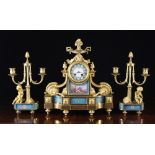 A Fine 19th Century Ormolu Mounted Sèvres Clock Set by Raingo  Frères Paris, in the Louis XVI Style.