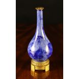 A Sèvres Mottled Bleu Lapis Glazed Gourd Vase with gilt rim lines,