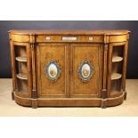 A Fine Victorian Burr Walnut Credenza inlaid with kingwood cross-banding and having 'Sèvres'