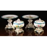 A Pair of 19th Century Mintons Porcelain Tureens and a pair of conforming Comports.