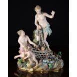 A Meissen Porcelain Figure Group entitled the "Capture of The Infant Triton",