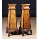 A Pair of Continental Marquetry Pedestals (A/F).